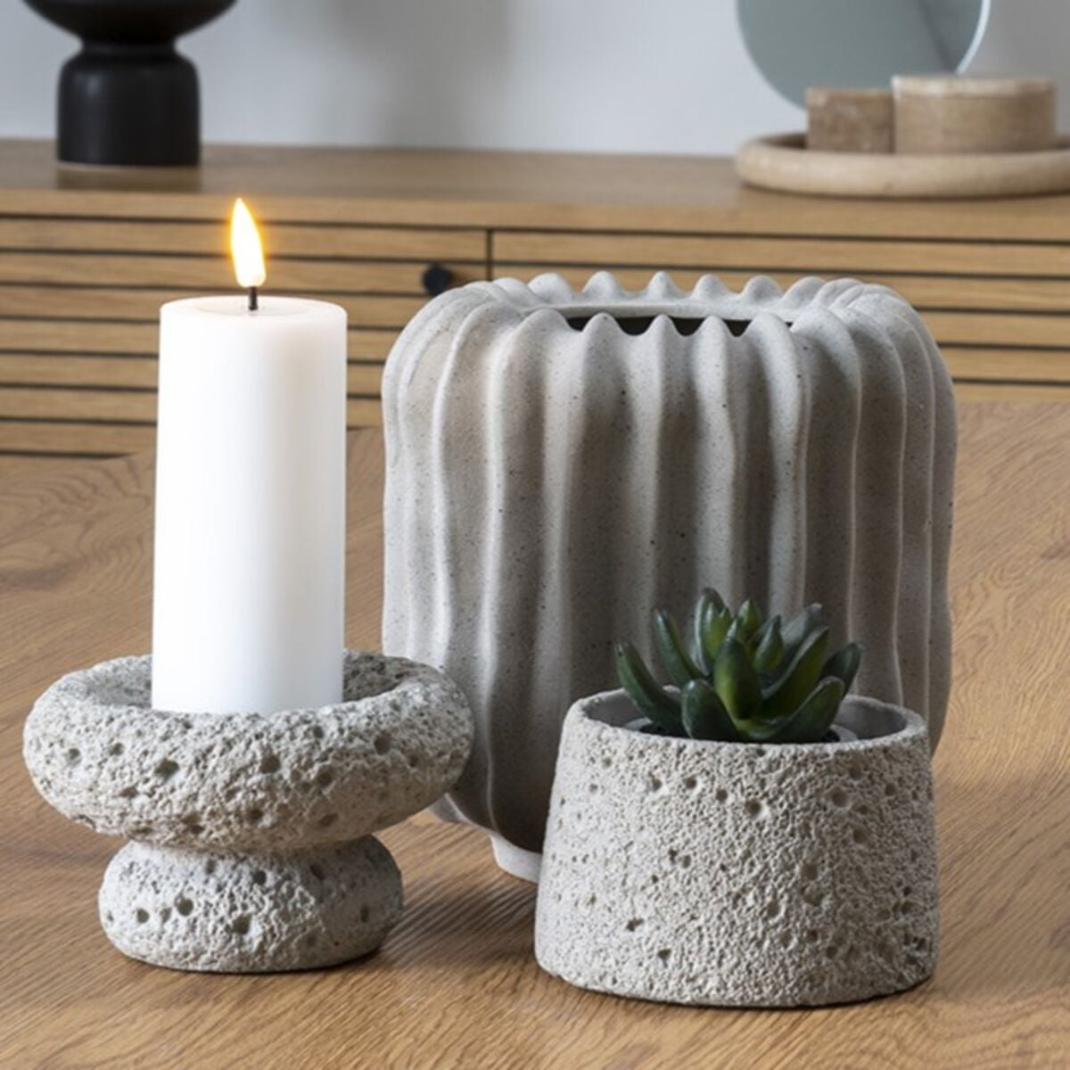 House Nordic Kynttilänjalka sementti 2 kpl setti harmaa