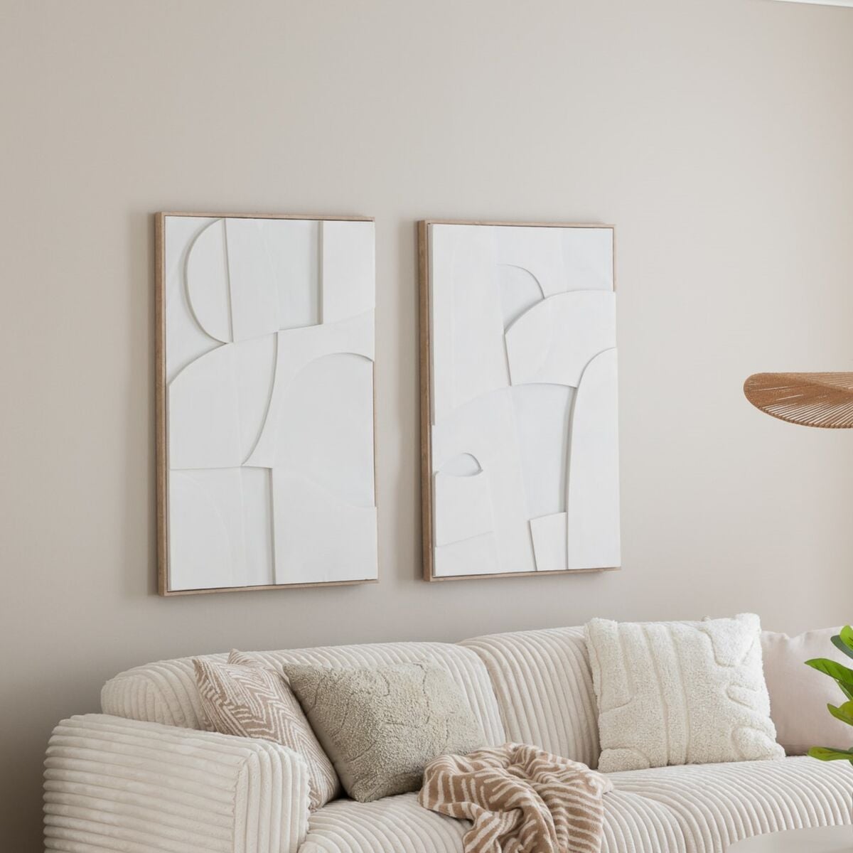 House Nordic Madeline reliefi Nro 2 canvastaulu 60x90 cm valkoinen