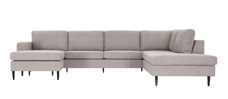 Toronto u-kulmasohva oikea, beige Storm 06, jalka wenge
