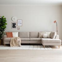 Hamilton u-kulmasohva oikea, beige Storm 06, jalka tammi