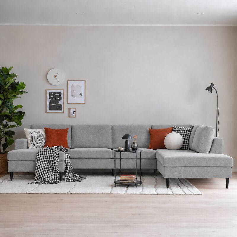 Toronto u-kulmasohva oikea, vaaleanharmaa wenge