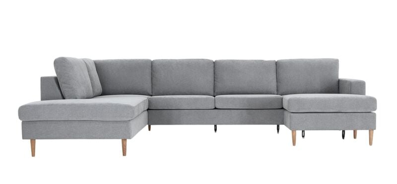 Toronto u-kulmasohva vasen, vaaleanharmaa storm 85, jalka tammi