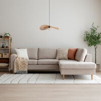 Hamilton avokulmasohva oikea, beige Storm 06, jalka tammi