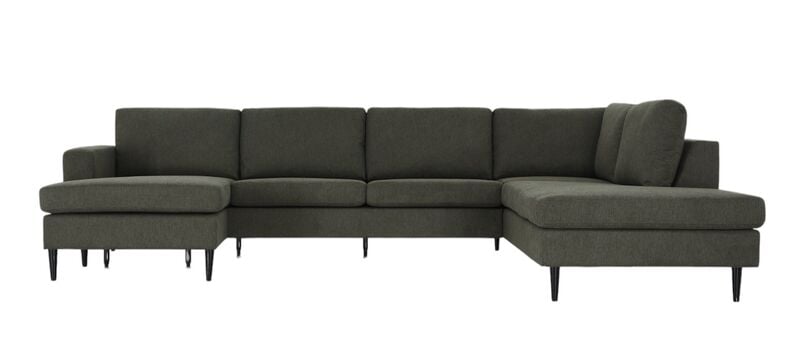 Toronto u-kulmasohva oikea, vihreä verita 34, jalka wenge