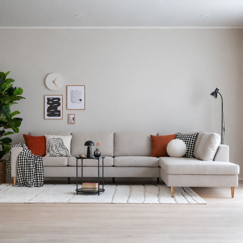 Toronto XL-avokulmasohva oikea, hiekka hygge 10, jalka tammi