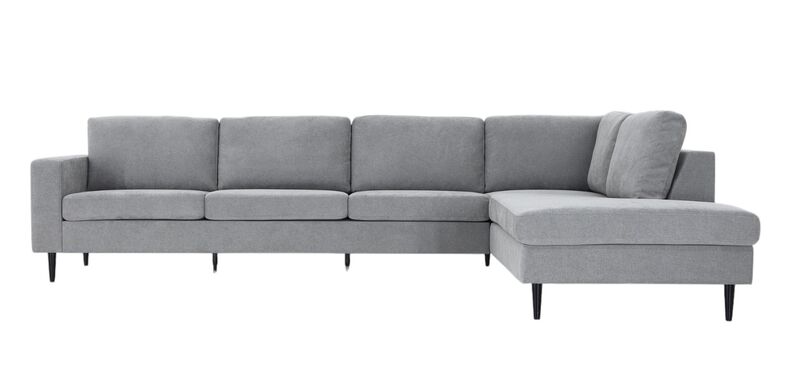 Toronto XL-avokulmasohva oikea, vaaleanharmaa storm 85, jalka wenge