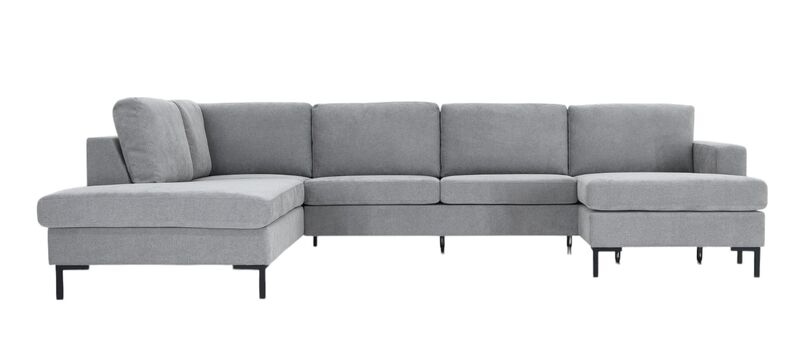 Toronto u-kulmasohva vasen, vaaleanharmaa storm 85, jalka musta metalli