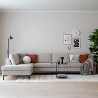 Toronto XL-avokulmasohva vasen, hiekka hygge 10, jalka musta metalli