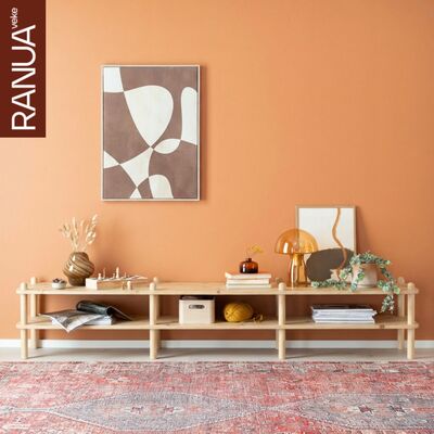 Askel matala tv-taso 203x35x38 cm puuvalmis