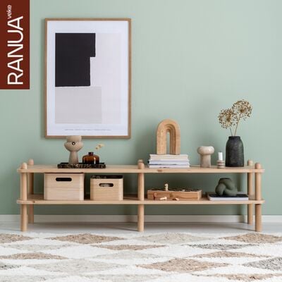 Askel matala tv-taso 138x35x38 cm puuvalmis