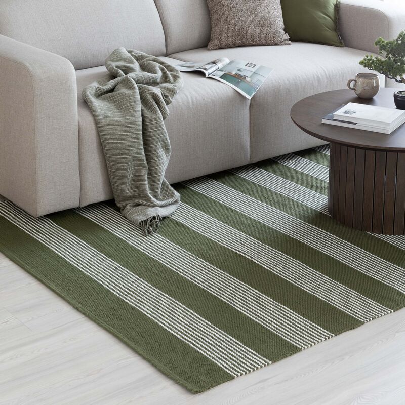 Tarina puuvillamatto vihreä/valkoinen