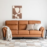 Honka 3-istuttava nahkasohva konjakinruskea