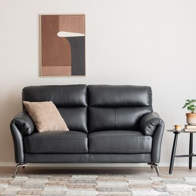 Honka 2-istuttava nahkasohva musta