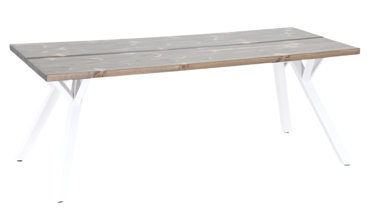 Lana terassilankkupöytä suoralla reunalla 200x90 cm savunharmaa/valkoinen