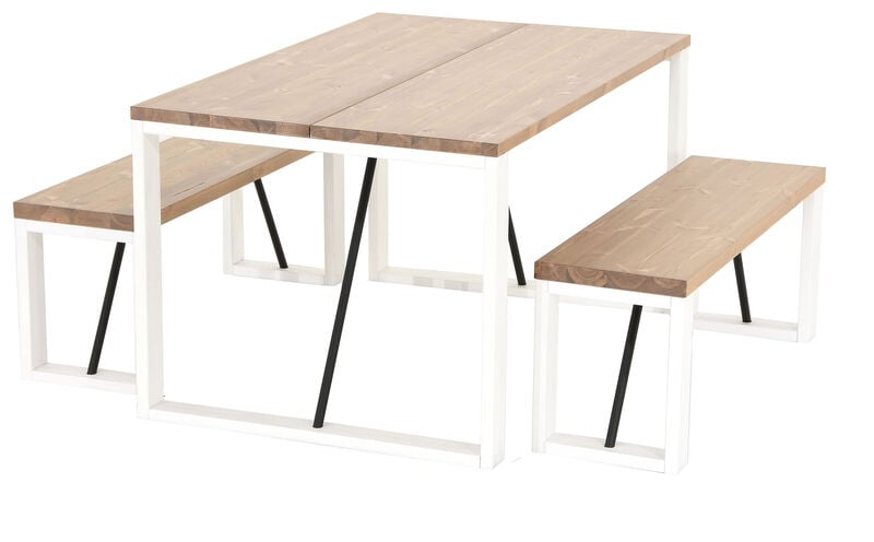 Honka ruokailuryhmä 4-hengen antiikkipetsattu/valkoinen puujaloilla 