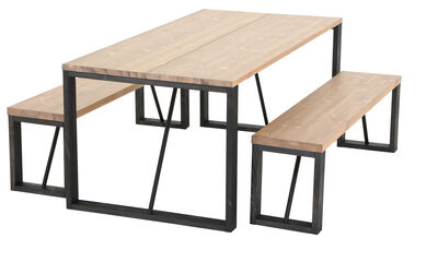 Honka 6-hengen terassiruokailuryhmä antiikkipetsattu/musta puujaloilla