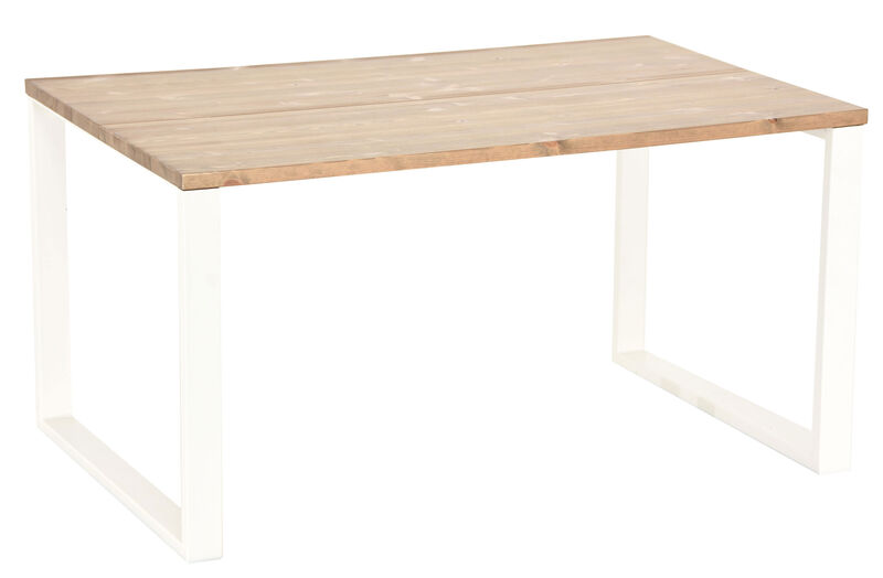 Honka lankkupöytä metallijaloilla 140x90 antiikkipetsattu/valkoinen