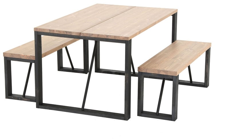 Honka ruokailuryhmä 4-hengen antiikkipetsattu/musta puujaloilla