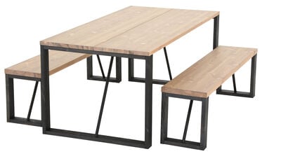 Honka 6-hengen terassiruokailuryhmä antiikkipetsattu/valkoinen puujaloilla