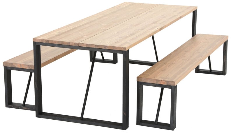 Honka ruokailuryhmä 8-hengen antiikkipetsattu/musta puujaloilla