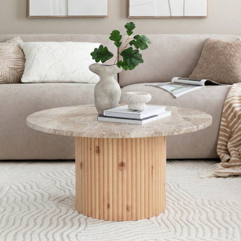 Taimi pyöreä sohvapöytä Ø80 cm marmori matta latte/hiekka