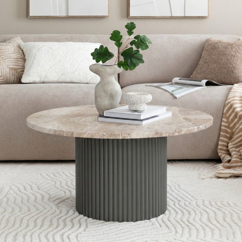 Taimi pyöreä sohvapöytä Ø80 cm marmori matta latte/sammal