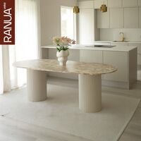 Taimi ovaali ruokapöytä 210x95 cm marmori matta latte/greige