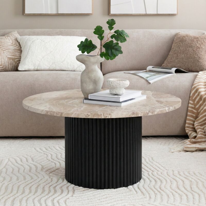 Taimi pyöreä sohvapöytä Ø80 cm marmori matta latte/hiili