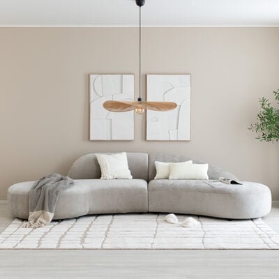 House Nordic Venice kaareva sohva beige HN1256, kuvausmalli