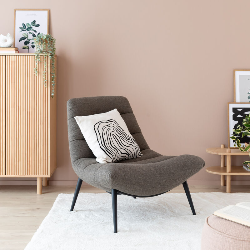 Mesi Lounge nojatuoli taupe Monza 40, mustat jalat