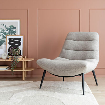 Mesi Lounge nojatuoli beige Monza 60, mustat jalat