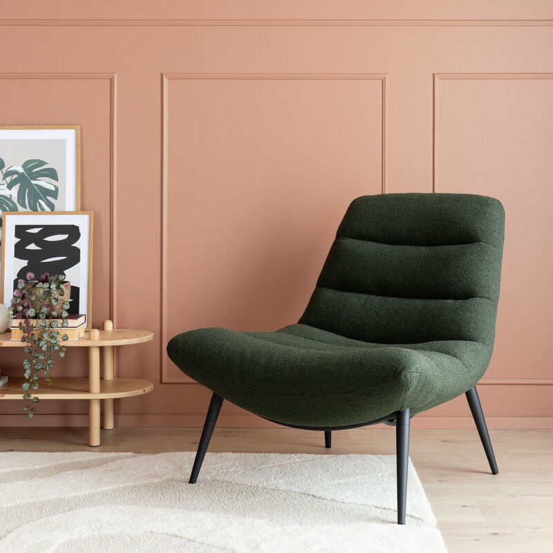 Mesi Lounge nojatuoli vihreä Monza 200, mustat jalat