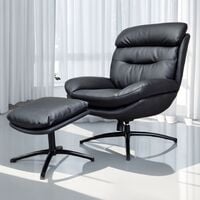 Havana lepotuoli ja rahi nahkaverhoiltu musta