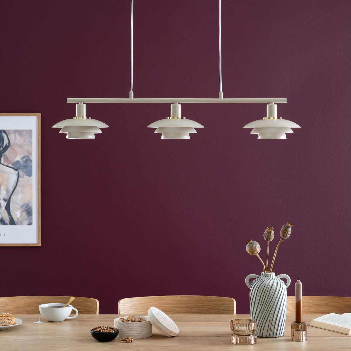 Aneta Lighting Epsilon 3-osainen riippuvalaisin beige