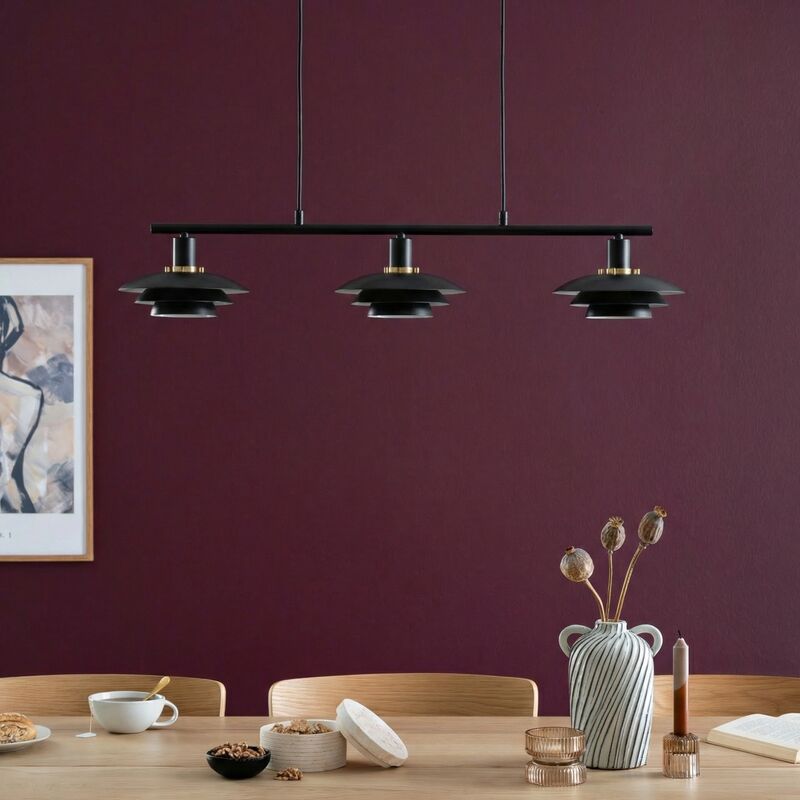 Aneta Lighting Epsilon 3-osainen riippuvalaisin musta