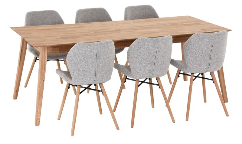 Koto-Keto 6-hengen ruokailuryhmä öljytty tammi/beige Monza 60