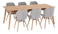 Koto-Keto 6-hengen ruokailuryhmä öljytty tammi/beige Monza 60
