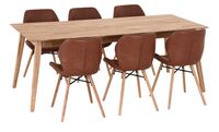 Koto-Keto 6-hengen ruokailuryhmä öljytty tammi/konjakki Retro 691B PU-keinonahka