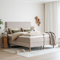 Unia kulta moottorisänkypaketti 160x200 XL beige, Unia relax 7cm, Pyöreä öljytty jalka