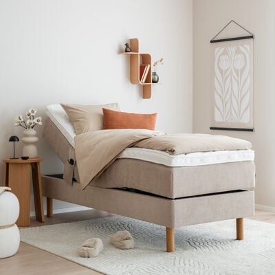 Unia kulta moottorisänkypaketti 90x200 XL beige, Unia muoto 9cm, Pyöreä öljytty