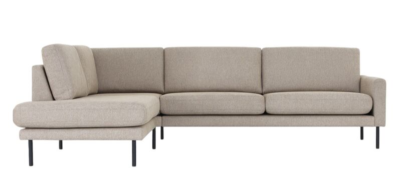 Kotoa avokulmasohva vasen, beige 11 Merita, musta metallijalka