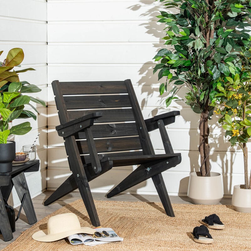 Ecofurn Granny nojatuoli käsinojilla musta mänty