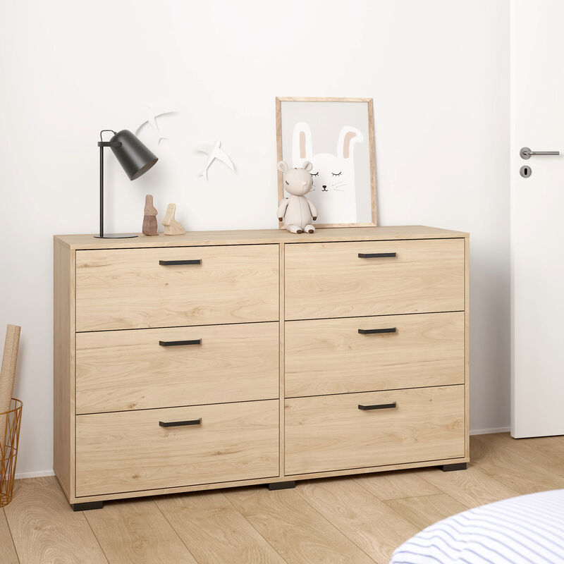 Sofia lipasto 3+3-laatikkoa vaalea tammi