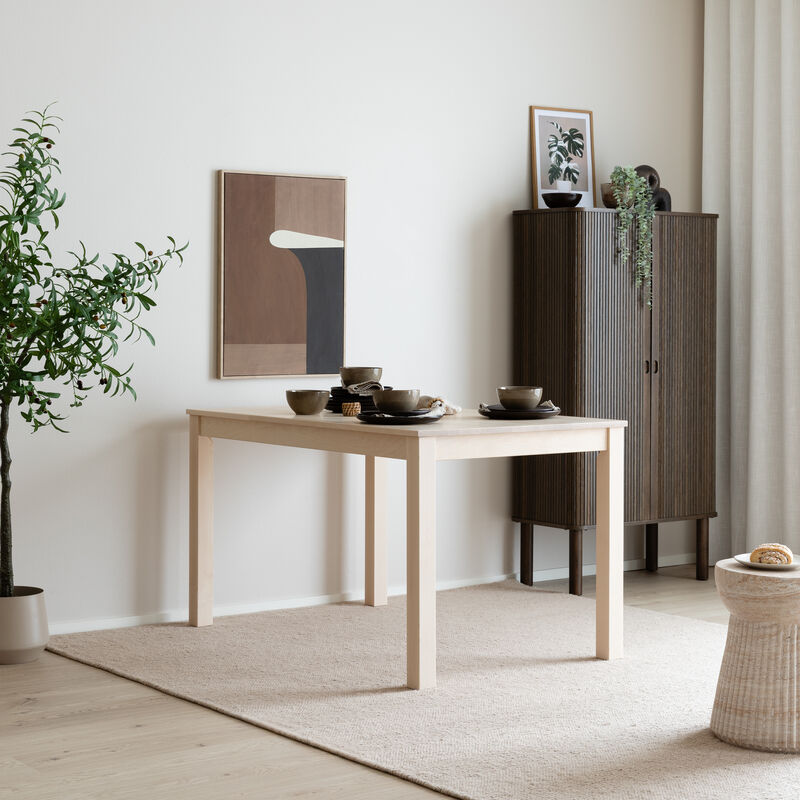 Scandic ruokapöytä 130x80 cm valkolakattu koivu