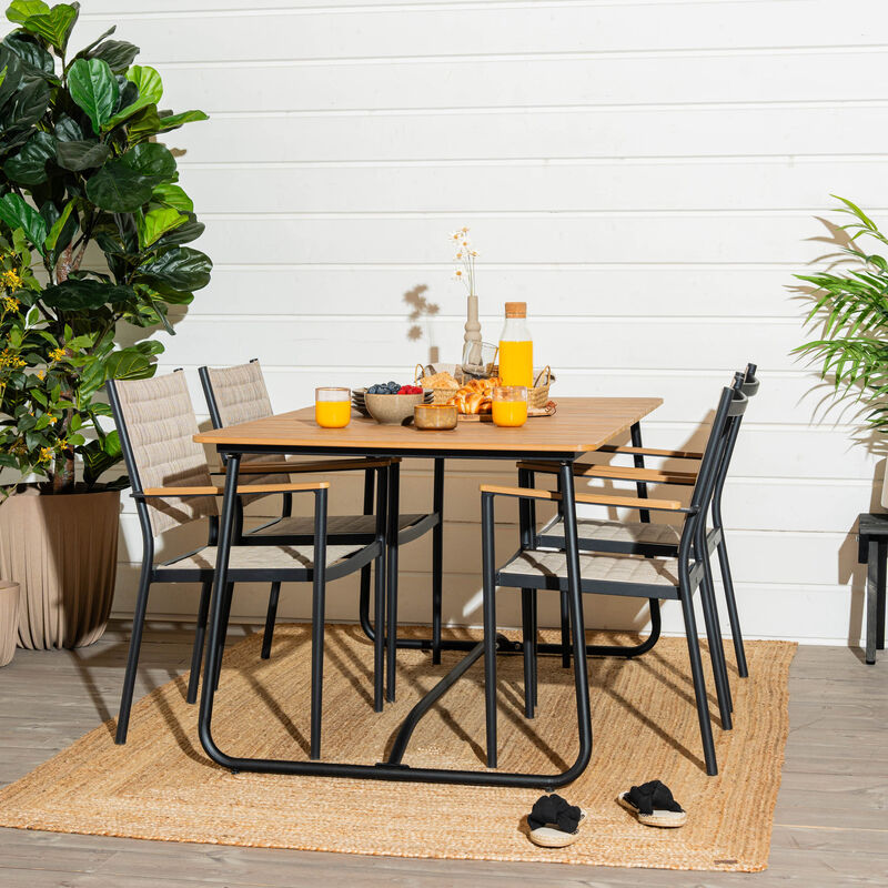 Silmu-Haave 4-hengen ruokailuryhmä ruskea/musta