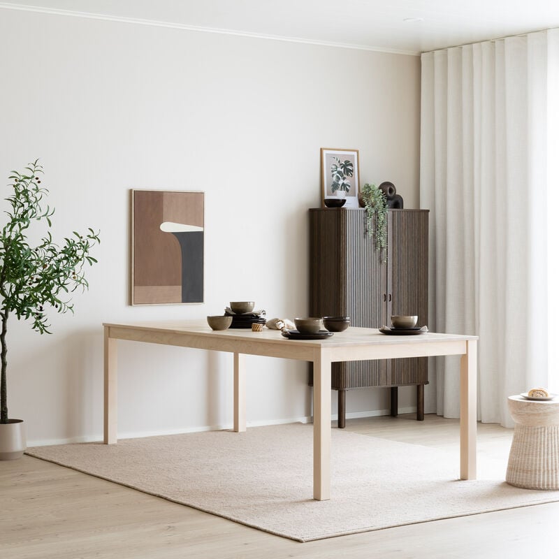 Scandic ruokapöytä 220x95 cm valkolakattu koivu