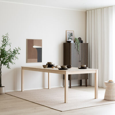 Scandic ruokapöytä 220x95 cm valkolakattu koivu