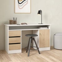 Funktion työpöytä 3-laatikkoa+kaappi tammi/valkoinen