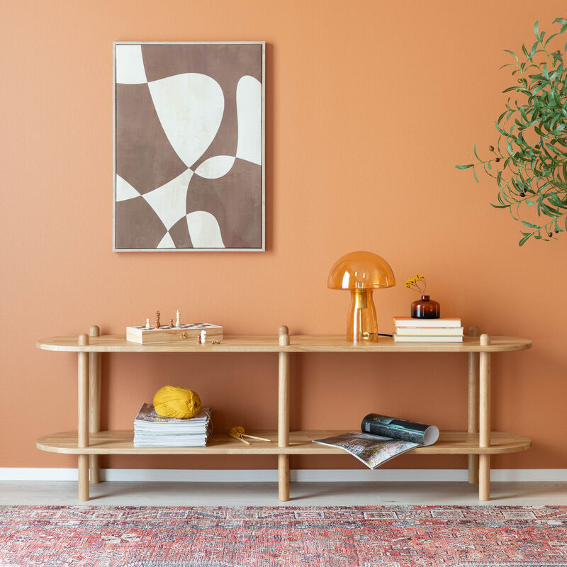 Askel tammi korkea tv-taso 165x35x53,5 cm pyöreällä päädyllä lakattu tammi