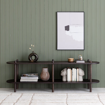 Askel tammi korkea tv-taso 165x35x53,5 cm pyöreällä päädyllä savutammi